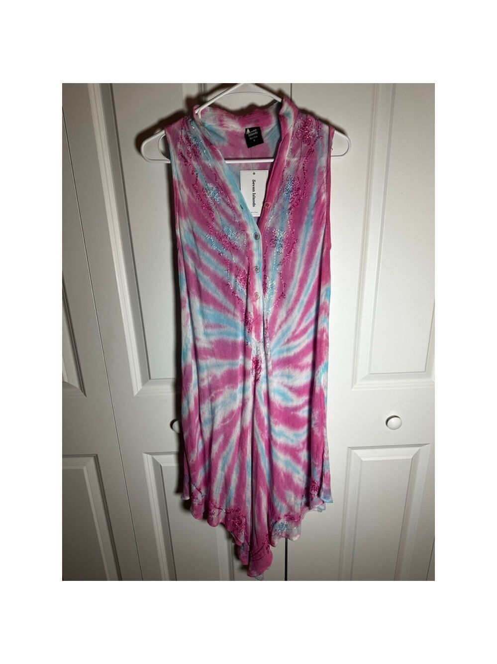 Seven Islands New York Tie-Dye Tunic S Pink Blue
